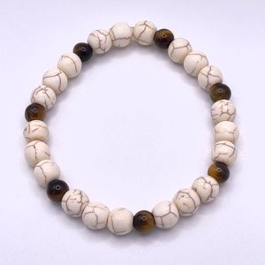 Ceramic Crackle and Tiger Eye Men’s Bracelet